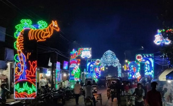 Agartala City Sparkling on Durga Puja Eve : Glittering Lighting across the City cheers Festival temperament